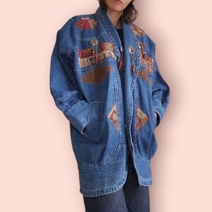Vintage Designs Limited Southwestern Denim Jacket Oversized